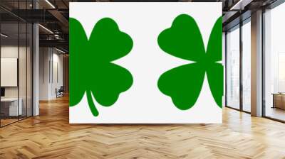 Four leaf clover simple icon set. Clover vector illustration Wall mural