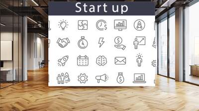 Start up line icons set. Startup Launch symbol collection vector Wall mural