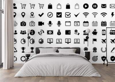 web icons collection. web icon. simple flat icons set. contact, communication, device, shopping, mai Wall mural