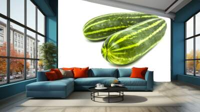 fresh green cucumbers isolated on white background, cucumis sati Wall mural