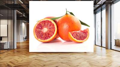 Blood red oranges isolated on white background Wall mural