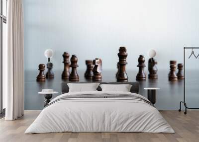 Chess figures on chessboard. concept of business strategy and tactic. Wall mural