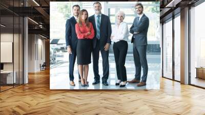 group of businesspeople standing together in office. Wall mural