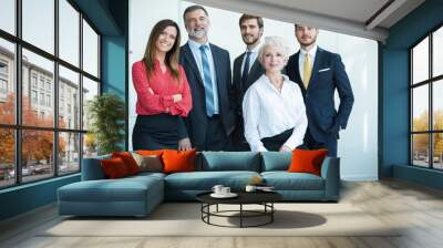 group of businesspeople standing together in office. Wall mural