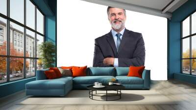 Happy satisfied mature businessman looking at camera isolated on transparent background Wall mural