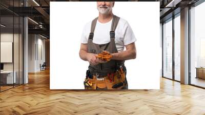 portrait of mature happy handyman isolated on transparent background Wall mural