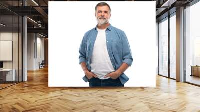 Portrait of smiling mature man standing on transparent background Wall mural