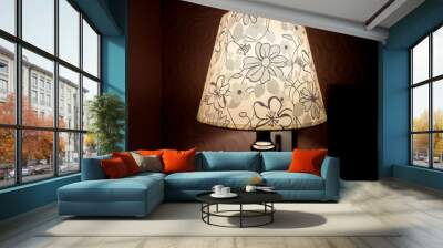 Ancient lamps shine in the bedroom at night. Wall mural