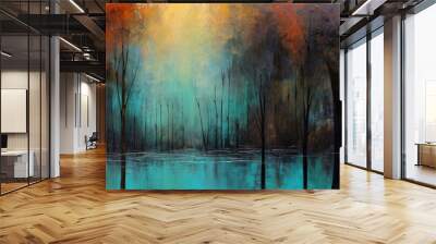 Flooded forest abstract background. Wall mural