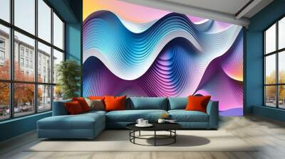 3d render, abstract  background with  wavy ribbons - Generative AI Wall mural