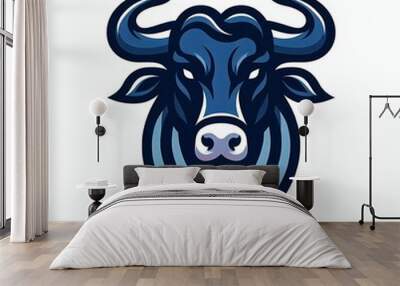 Abstract Bull Head Illustration with Gradient Colors. Suitable for use in various creative projects, graphic design, logos, and decorative elements. Generative AI Wall mural