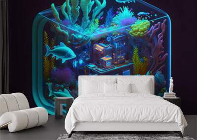 Isometric diorama aquarium Wall mural