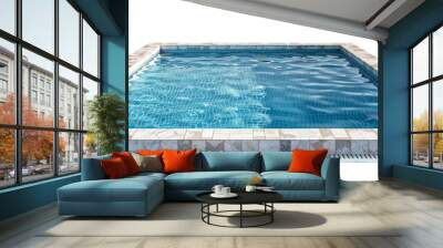 Large modern rectangular or square swimming pool filled with blue water png isolated on white or transparent background hd Wall mural