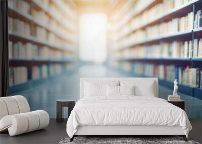 Public library banner blurred for background, business school and education concept, academic books, study hd Wall mural