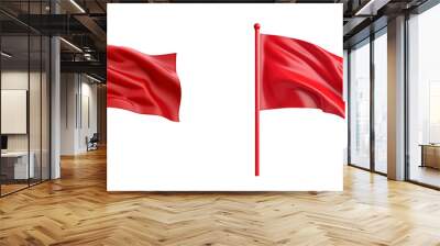 Set of 2 red flags png, isolated on white or transparent background hd, red flag Wall mural