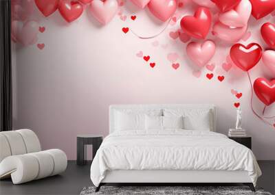 Valentine's day hearts ballons with copyspace, saint valentine and love background concept, blank space, hd Wall mural