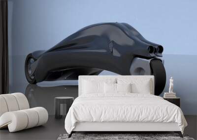 fantastic car concept of the future electro three wheels. 3D rendering. Wall mural