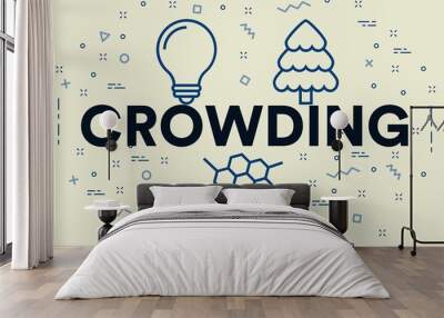 Conceptual business illustration with the words crowding Wall mural