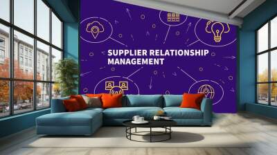 Conceptual business illustration with the words supplier relationship management Wall mural