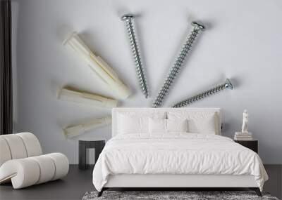 Metal screw plug on white background Wall mural