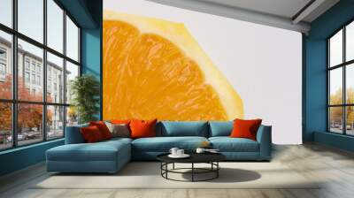 Yellow juicy orange closeup macro pulp on white background Wall mural