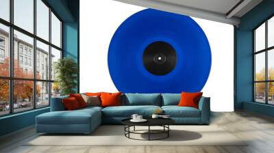 Blue vinyl disk on a white background  Wall mural