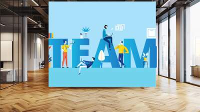 concept of successful business team standing together. vector cartoon illustration. Wall mural