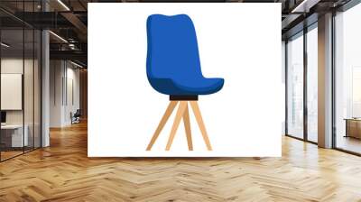 Stylish blue comfortable office computer chair in flat cartoon style. Part of the office interior. Isolated on white background Wall mural