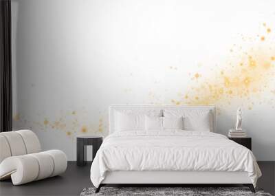 Golden glitter wave abstract illustration. Golden stars dust trail sparkling particles isolated on transparent background. Magic concept. PNG. Wall mural