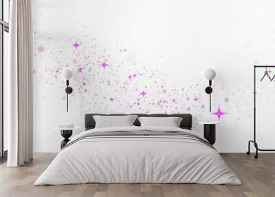 Golden glitter wave abstract illustration. Golden stars dust trail sparkling particles isolated on transparent background. Magic concept. PNG. Wall mural