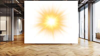 golden glowing lights effects isolated on transparent background. solar flare with beams and spotlig Wall mural