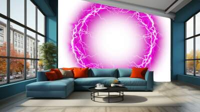 Pink Ball lightning on a transparent background. Abstract electric lightning strike. Light flash, thunder, spark. PNG. Wall mural