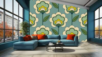 seamless retro floral pattern Wall mural