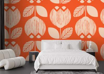 seamless retro pattern with flowers Wall mural