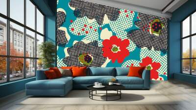 seamless retro pattern with flowers Wall mural