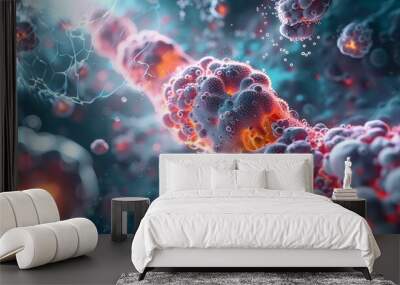 An abstract visualization of the narrowing and inflammation of the airways in asthma ,3DCG,high resulution,clean sharp focus Wall mural