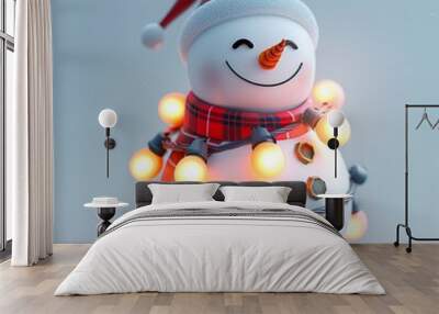 Chistmas Lights ,3D icon, cartoon, pixel, very cute shape, paint material, white background, 3D, OC rendering Wall mural