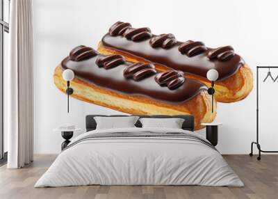 Delicious chocolate eclair ready to satisfy your sweet tooth with its creamy filling and glossy chocolate glaze. Wall mural