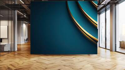 Elegant swirling lines in gold on a deep blue background create a modern and luxurious visual aesthetic. Wall mural