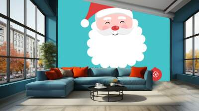 Cute Santa clause with ho ho ho typography in flat design. Wall mural