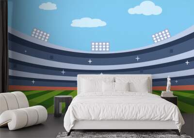 Empty football stadium in flat design vector illustration. Wall mural