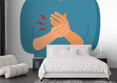 Hand pain concept vector illustration on white background. Man feel numbness in one hand. Muscle or bone problem.	
 Wall mural