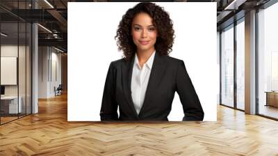 Confident African American businesswoman in suit isolated on white background Wall mural