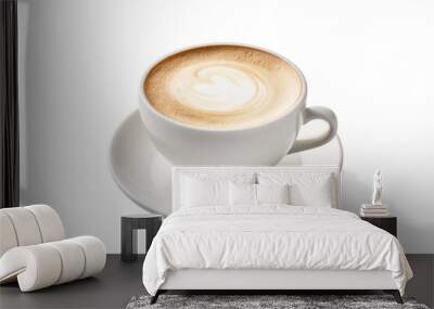 Minimalist shot of a single espresso cup with a creamy layer isolated on white background Wall mural