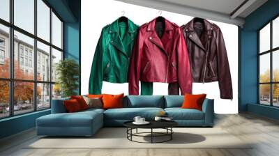 Oversized leather jacket isolated on white background. Wall mural