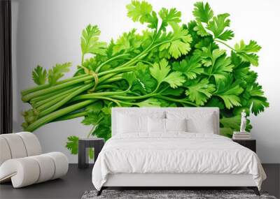 Pixel rendering of fresh green parsley, isolated on white background. Wall mural