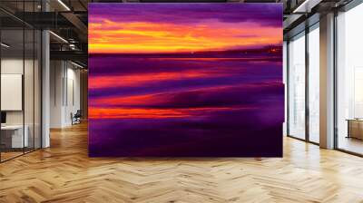 Red and purple sunset on the sea
  Wall mural