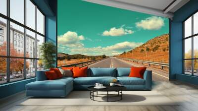 Strada vintage con nuvole Wall mural