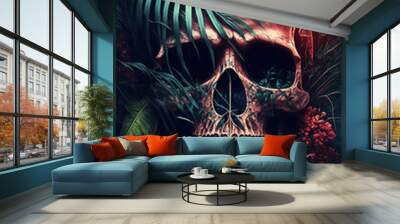 Fusion of skull and tropical nature Wall mural