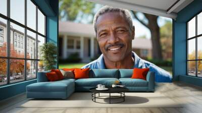 Portrait of a mature happy african american man outside Wall mural